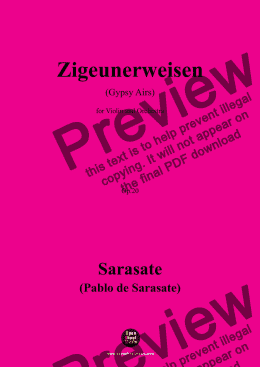 page one of Sarasate-Zigeunerweisen(Gypsy Airs),Op.20,for Violin and Orchestra