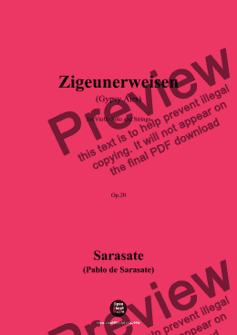 page one of Sarasate-Zigeunerweisen(Gypsy Airs),Op.20,for Violin Solo and Strings