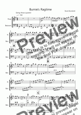 page one of Burnie's Ragtime for Flute and Bassoon Duet