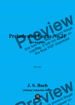 page one of J. S. Bach-Prelude and Fugue No.21,BWV 866,for Piano