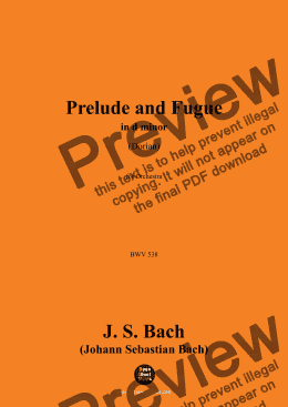 page one of J. S. Bach-Prelude and Fugue,BWV 538,for Orchestra