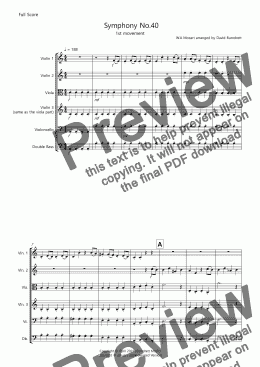 page one of Symphony No.40 (1st movement) for String Orchestra