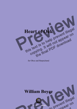 page one of Boyce-Heart of  Oak,for Oboe and Harpsichord