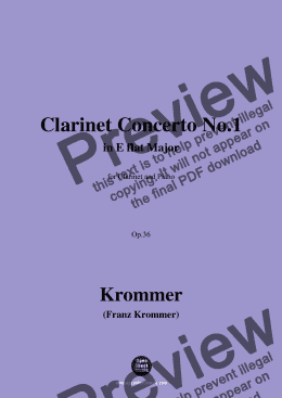 page one of F. Krommer-Clarinet Concerto No.1,Op.36,for Clarinet and Piano