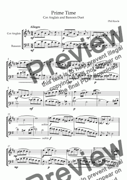 page one of Prime Time - Cor Anglais and Basoon Duet.