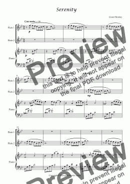 page one of  Serenity. Original for Flute Duet and Piano