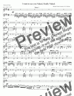 page one of Tema 1-I want to see you Naked, Really Naked - Mykeru - Guitar and Tenor