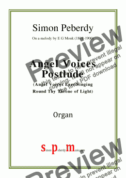 page one of Organ Angel Voices Postlude by Simon Peberdy, on a melody by E G Monk 1819-1900)