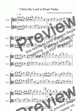 page one of Christ the Lord is Risen Today for Viola Duet