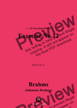 page one of Brahms-Exercise No.12,WoO 6 No.12,for Piano