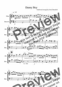 page one of Danny Boy for Oboe and Bassoon Duet