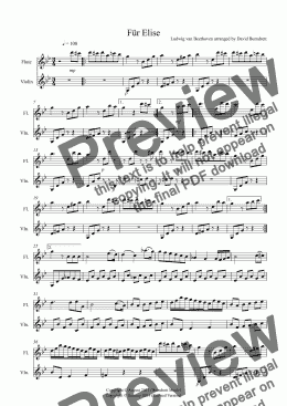 page one of Für Elise for Flute and Violin Duet