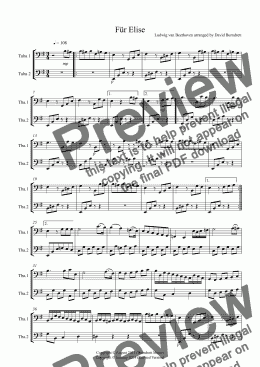 page one of Für Elise for Tuba Duet