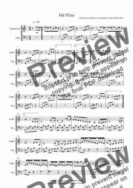 page one of Für Elise for Euphonium and Tuba Duet