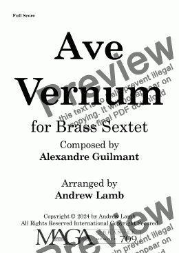 page one of Alexandre Guilmant | Ave Verum (arr. for Brass Sextet)