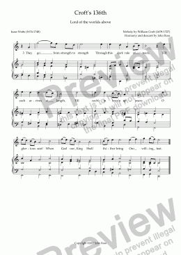 page one of Croft's 136th (Lord of the worlds above) - Reharmonisation and descant