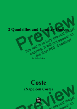 page one of Coste-2 Quadrilles and Country Dances,Op.3,for Guitar