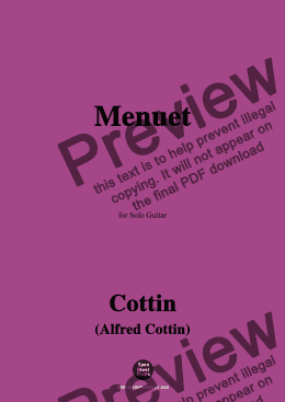 page one of Cottin-Menuet,for Guitar