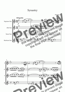 page one of Synastry - Saxophone Quartet