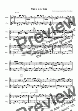 page one of Maple Leaf Rag for Oboe Duet