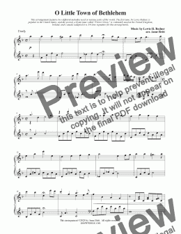 page one of O Little Town of Bethlehem (piano solo)