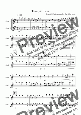 page one of Trumpet Tune for Oboe Duet