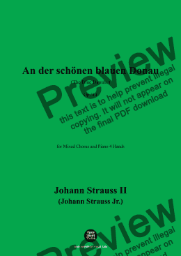 page one of Johann Strauss II-An der schönen blauen Donau,for Mixed Chorus and Piano 4 Hands