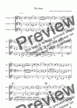 page one of Pie Jesu (from Requiem) for Trumpet Trio