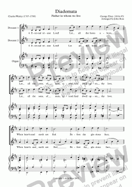 page one of Diademata (Father in whom we live) - Double descant & reharmonisation