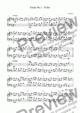 page one of Etude No.1　D dur