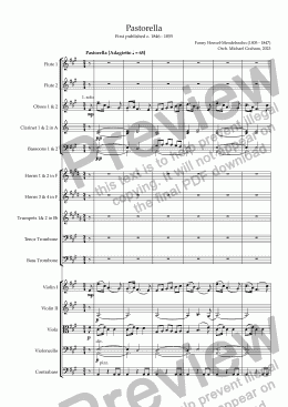 page one of Fanny Mendelssohn - Pastorella (Orchestration of piano solo)