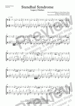 page one of Jacques Cameron - Stendhal Syndrome (Legacy Artists Fanfare): Orchestral Percussion and Drum Set