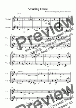 page one of Amazing Grace for Violin Duet