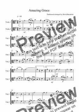 page one of Amazing Grace for Viola Duet