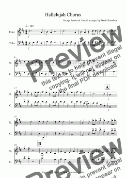 page one of Hallelujah Chorus for Flute and Cello Duet