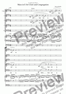 page one of Mass in E for Choir and Congregation