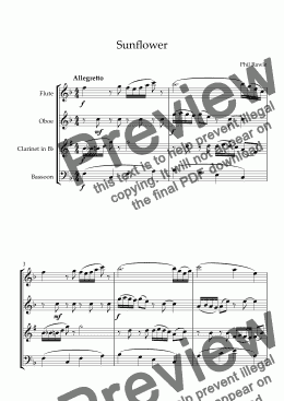 page one of Sunflower - Wind Quartet