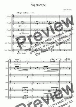 page one of  Nightscape. Original Tango for Flute Choir.