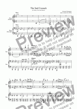 page one of The Sad Cossack [piano duet]