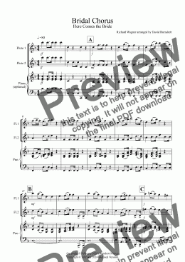 page one of Bridal Chorus "Here Comes The Bride" for Flute Duet