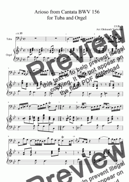 page one of Arioso from Cantata BWV 156 by J.S.Bach Tuba and Orgel