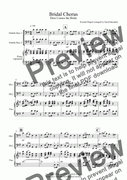 page one of Bridal Chorus "Here Comes The Bride" for Double Bass Duet