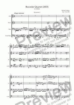 page one of Recorder Quartet No. 1  ATBGb