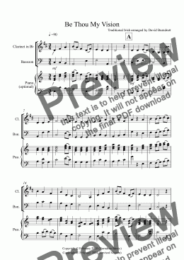 page one of Be Thou My Vision for Clarinet and Bassoon Duet