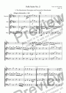 page one of Folk Suite No. 2  - SATB Recorders