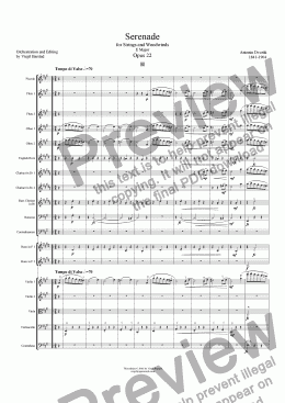 page one of Serenade for Strings and Winds Op 22 - 2