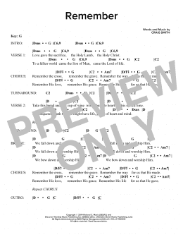 page one of Remember (Guitar Chords/Lyrics)