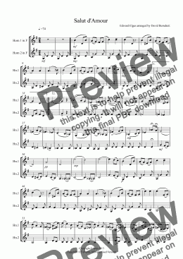 page one of Salut d'Amour for Horn Duet