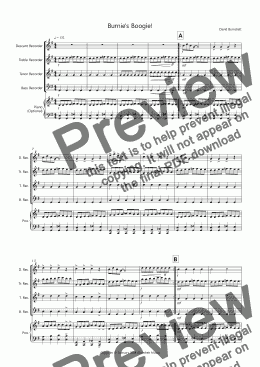 page one of Burnie's Boogie! for Beginning Recorder Quartet