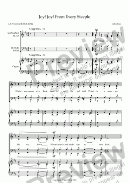 page one of Joy! Joy! From Every Steeple (SATB, Organ)